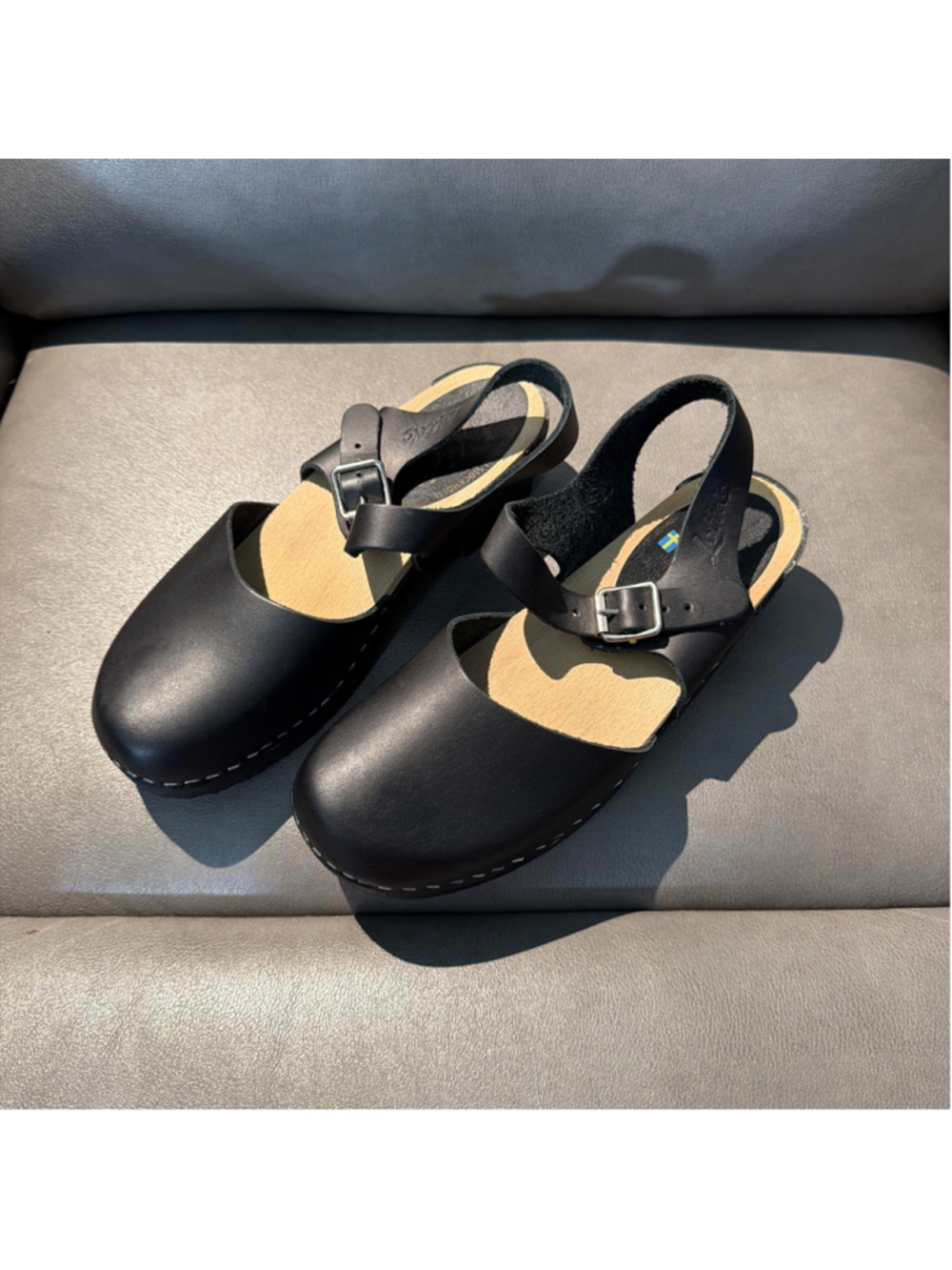 WOMEN’S LOTTA’S CLOG SANDALS SWEDEN STOCKHOLM BLACK LEATHER SIZE 39 EU - Picture 2 of 11